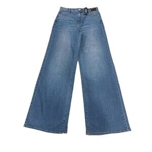 White House Black Market Palazzo Blue Jeans Women Sz 4 Extra High Rise Wide Leg
